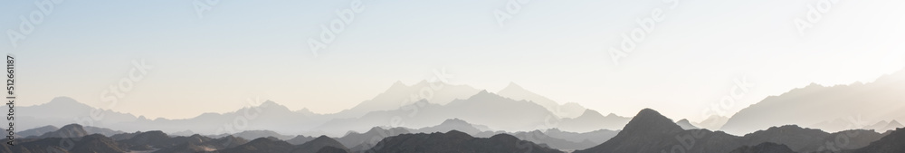 Mountains, Egypt. Sunset in the mountains in the desert. Banner. 