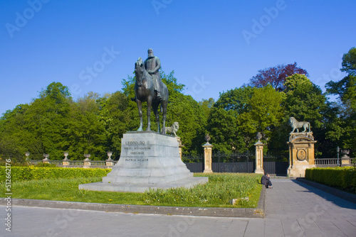 Equestrian statue of Leopold II, the second King of the Belgians, on Place du Trone (sculptor Thomas Vincotte) in Brussels