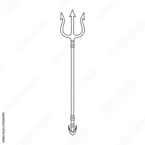 Trident Outline Icon Illustration on Isolated White Background