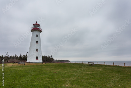 Point Prim Light house, Northumberland Strait, Belfast, Prince Edward Islands. Built in 1845, a National Heritage site, is the first and oldest lighthouse in PEI, Canada