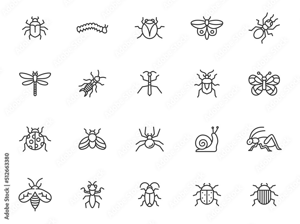 Insect line icon. Beetle caterpillar vector pest cricket bee insect pictogram illustration. Insect line icon. Beetle caterpillar vector pest cricket bee insect pictogram illustration.
