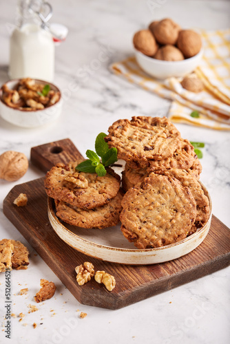 Cookies with walnuts. Delicious homemade dessert.
