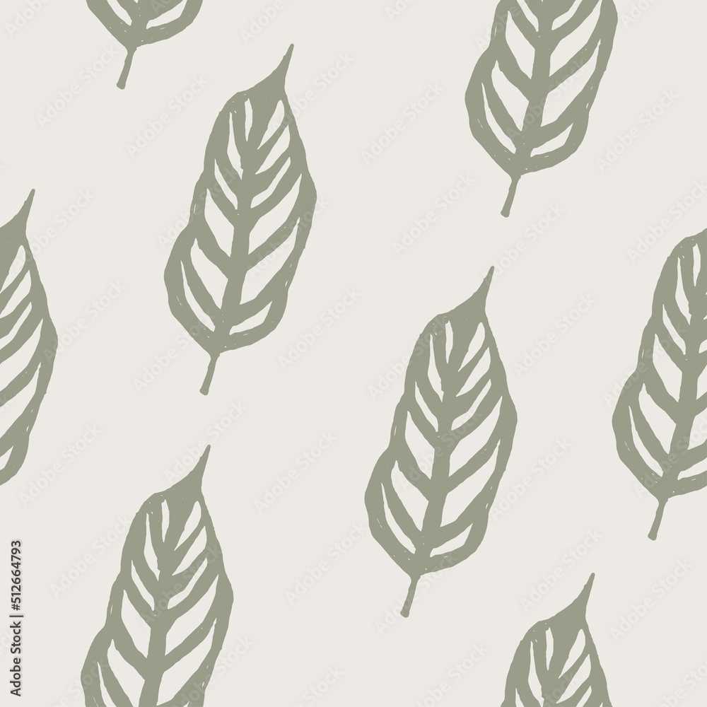 Seamless hand drawn leaves pattern
