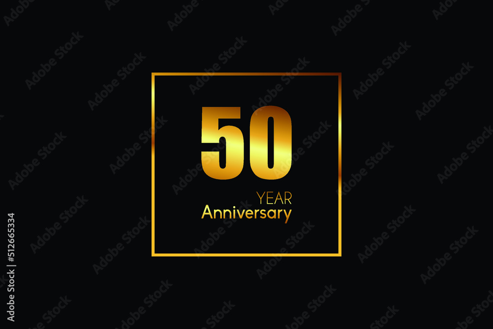 50 years anniversary celebrating template for social media with squire shape golden colour. Black background 50 years anniversary celebrating template for social media with squire shape golden colour. Black background