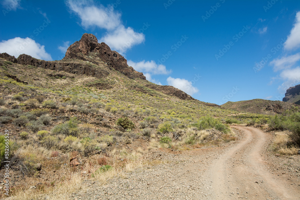 Gran Canaria off road tracks through mountain landscape, Canary Islands