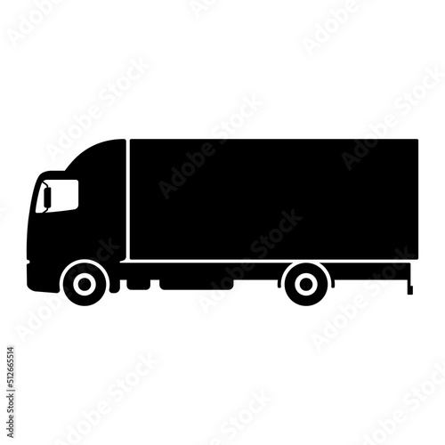 Truck icon. Black silhouette. Side view. Vector simple flat graphic illustration. Isolated object on a white background. Isolate.
