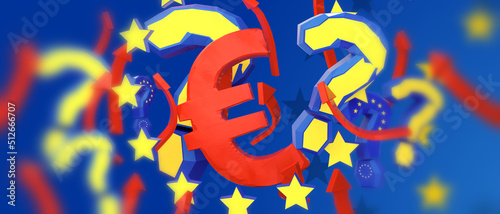 red EUR Euro symbol and que...