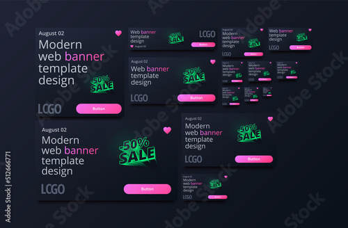 Web banner templates in different sizes.