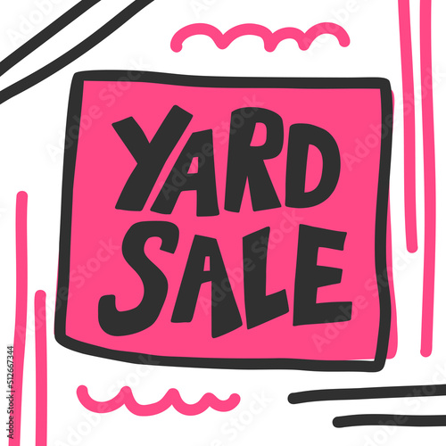 Yard sale. Hand drawn lettering