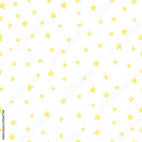 Seamless pattern with stars. Watercolor hand drawn illustration; can be used for cards invitations, baby shower.