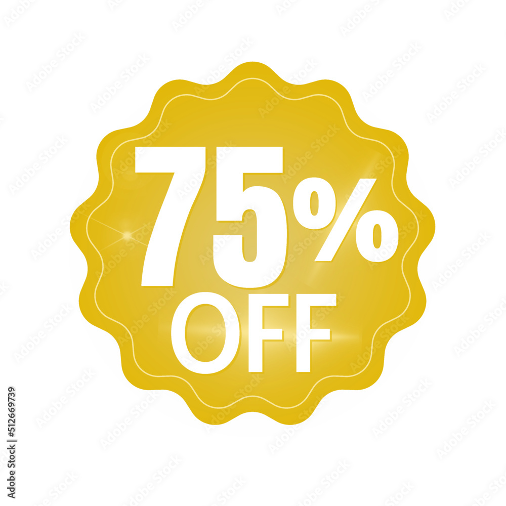 75% percent off (offer), with golden yellow, sticker design (banner) and luminosity Details , online discount, mega sale, vector illustration 75% percent off (offer), with golden yellow, sticker design (banner) and luminosity Details , online discount, mega sale, vector illustration