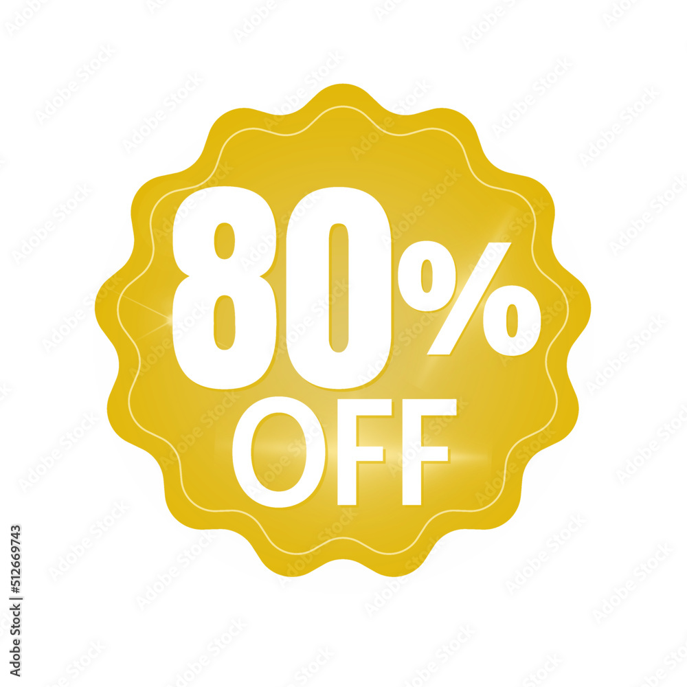 80% percent off (offer), with golden yellow, sticker design (banner) and luminosity Details , online discount, mega sale, vector illustration 80% percent off (offer), with golden yellow, sticker design (banner) and luminosity Details , online discount, mega sale, vector illustration