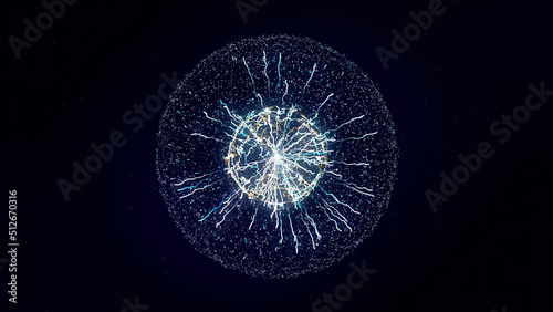 Colorful abstract animation of plasma ball lamp energy and beautiful zippers on the black background. Animation. Concept for power, electricity, science and physics.