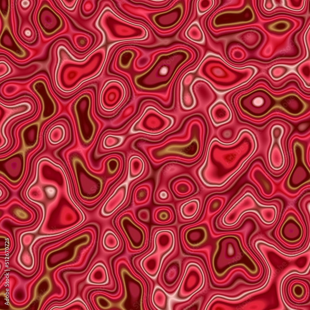 Pink red fluid seamless pattern with hearts