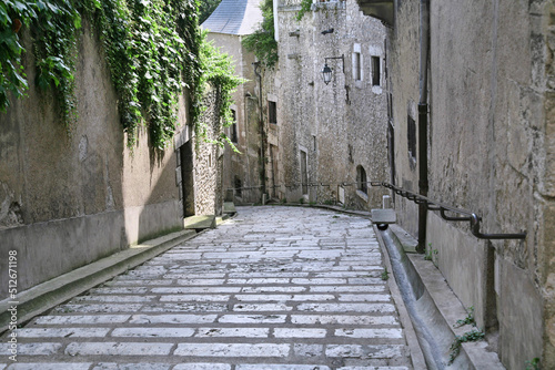 Narrow cobblestone street in the medieval city of Blois  France