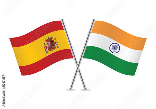 Free Download Spain and India crossed flags. Spanish and Indian flags on white background. Vector icon set. Vector illustration. - GFXLoad