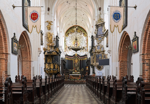 Gdansk, Poland. Interior of Oliwa Cathedral (Archcathedral Basilica of The Holy Trinity, Blessed Virgin Mary and St. Bernard in Gdansk Oliwa). The church was consecrated on August 14, 1594.