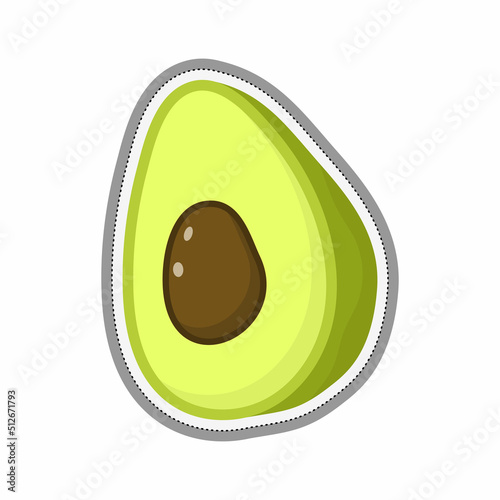 Avocado sticker cartoon style .Vector illustration.