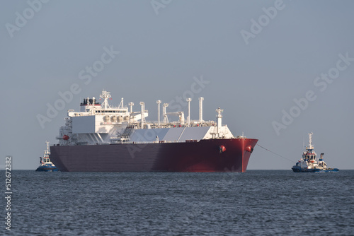 LNG TANKER - Ship carrying gas going to the port