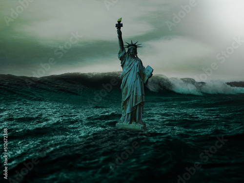 Statue of Liberty Floating on Water