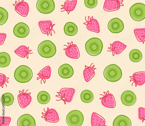 Strawberry and Kiwi Fruit Pattern