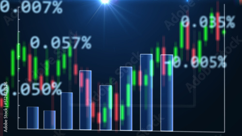 Financial statistics graph falling in stock market and world ecomony, crisis concept. 3d Render