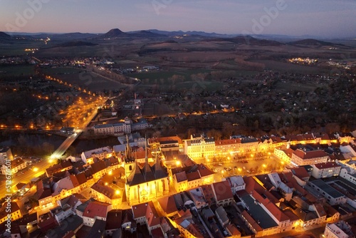 Louny historical old city in Ceske Stredohori Czech republic scenic aerial panorama view Ústí nad Labem Region	
 photo