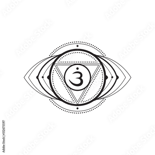 Ajna, guru or third-eye, is the sixth primary chakra in the body according to Hindu tradition. It is supposedly a part of the brain which can be made more powerful through meditation. Ayurveda, yoga (ID: 512675597)