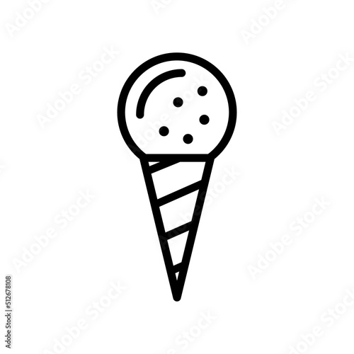 Gelato icecream line logo icon. Stroke ice cream cone vector icon