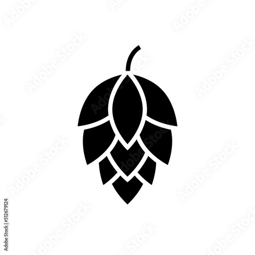 фотография Hop icon vector beer cone pine illustration leaf art bud green decoration