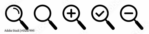 Magnifying glass icon set. Search icon. Vector magnifier or loupe sign. Search symbol. Vector illustration