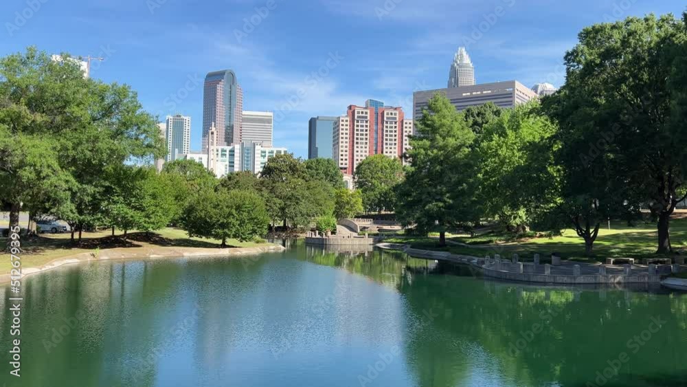 Charlotte, NC skyline cityscape on a clear summer day from Marshall Park Charlotte, NC skyline cityscape on a clear summer day from Marshall Park