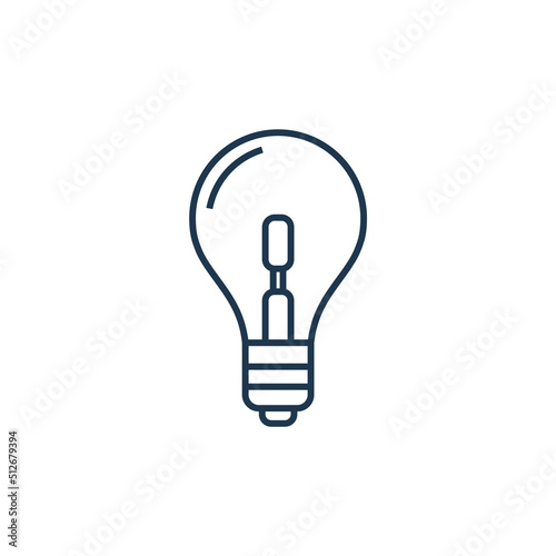 LED bulb line icon. Light flashlight led vector economic energy idea logo