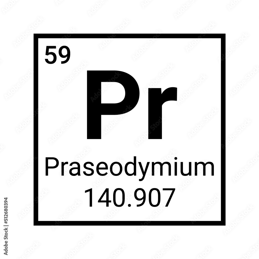 Fototapeta premium Praseodymium chemical atom element sign symbol illustration
