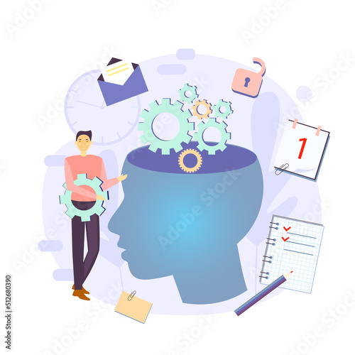 Wallpaper Mural Productivity vector illustration. Mind. Effective time management elements for your design. Planning tasks, activities, schedules, working time.  Characters people at work Torontodigital.ca