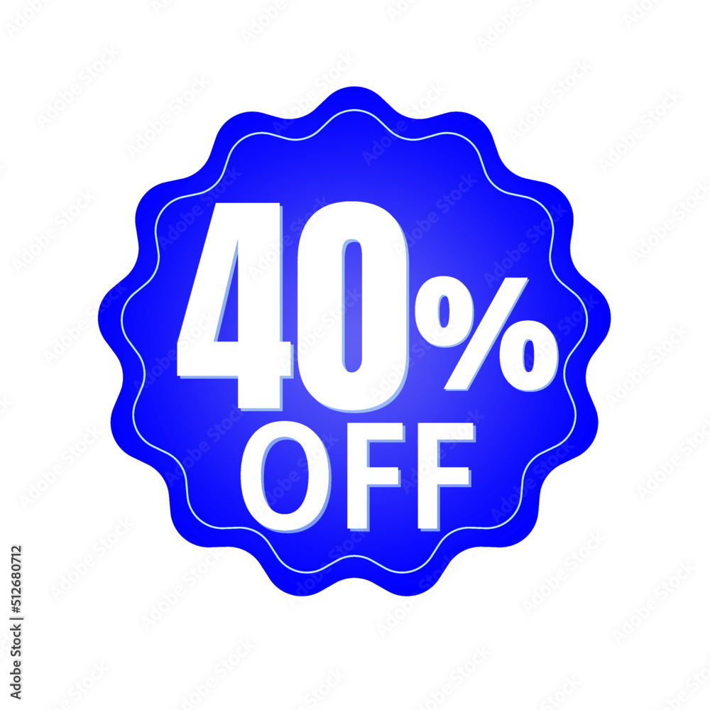 40% percent off (offer), with blue sticker design (banner) and luminosity detail in the center, online discount, mega sale, vector illustration, Forty 40% percent off (offer), with blue sticker design (banner) and luminosity detail in the center, online discount, mega sale, vector illustration, Forty