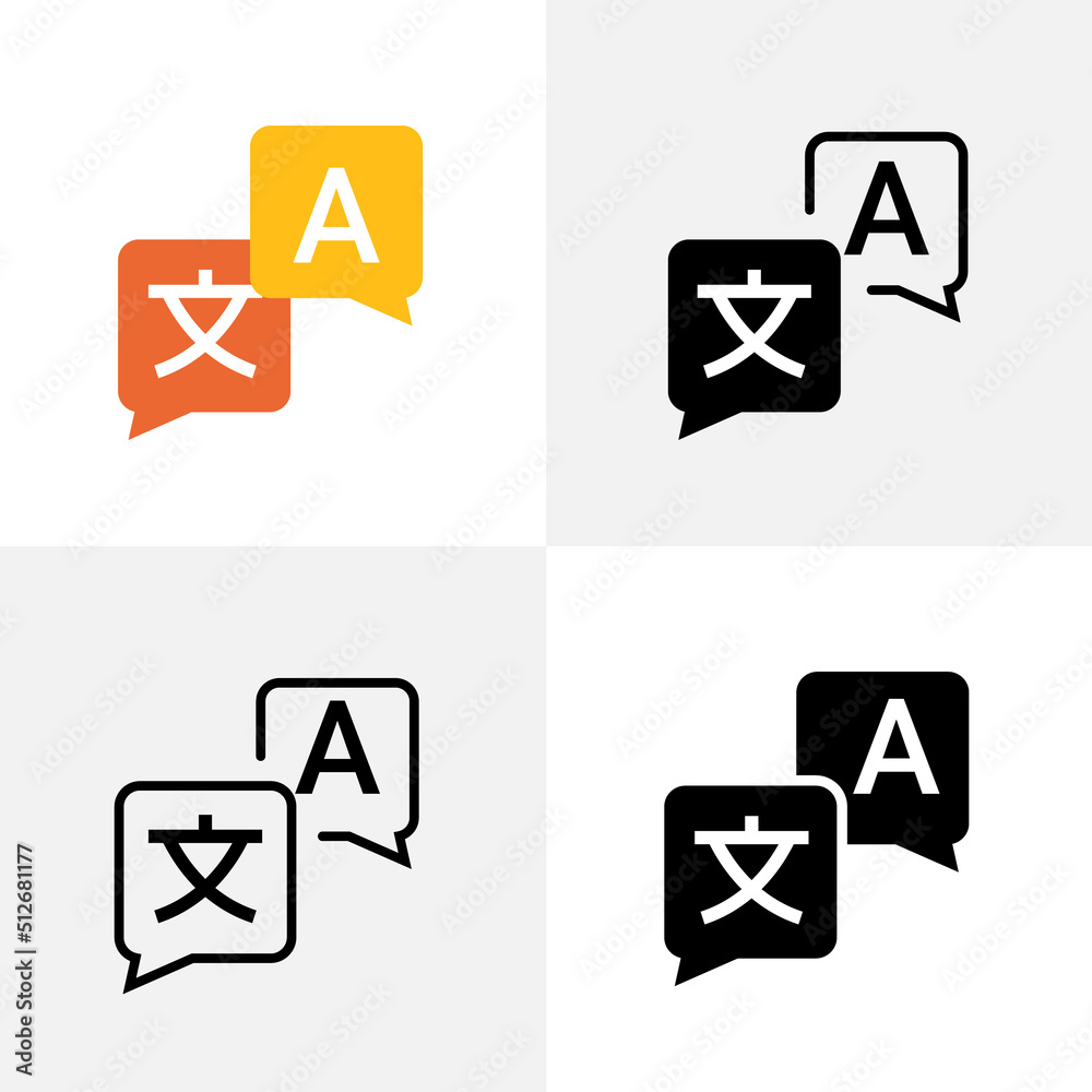 Multilingual english different flat translate icon language service logo