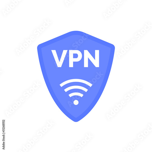 Virtual server vpn network line icon. Wifi private protect vector access safe logo shield protocol