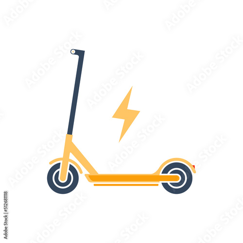 Electric scooter vector icon logo. Bicycle electric scooter silhouette charge design