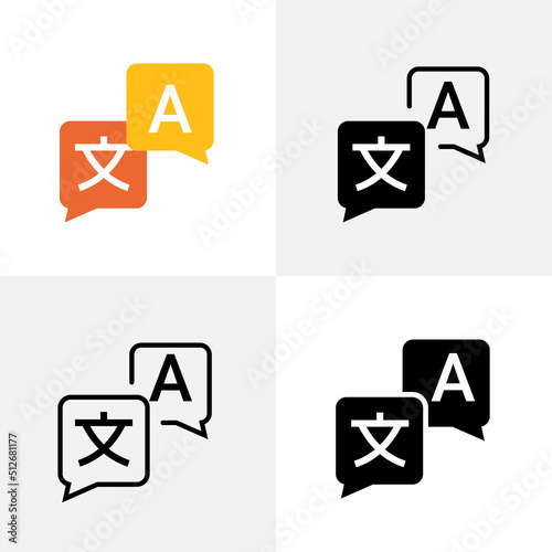 Multilingual english different flat translate icon language service logo