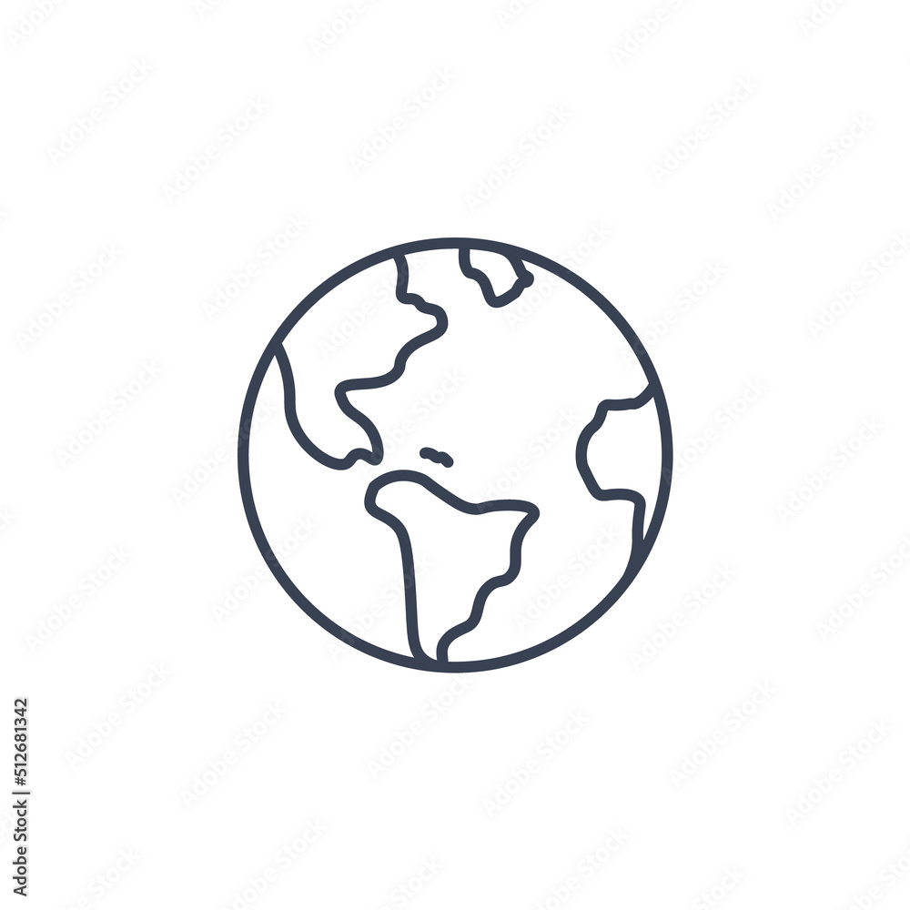 World globe line icon. Vector Earth global planet line icon. Travel internet globe World globe line icon. Vector Earth global planet line icon. Travel internet globe