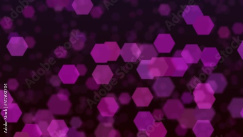 Motion graphics. purple and red abstract defocused background, hexagon shape bokeh pattern