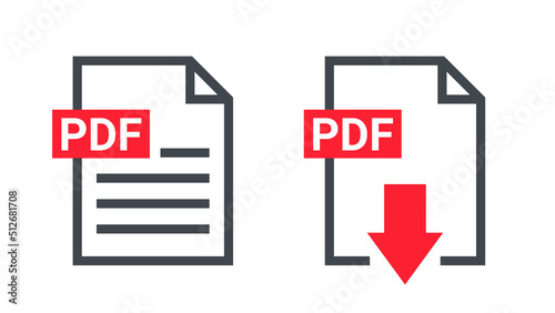 PDF file icon format. Pdf download document image button vector doc icon photo