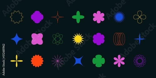 Modern brutalist shapes. Minimalist geometric elements, abstract figures swiss style, bold primitive design. Vector illustration