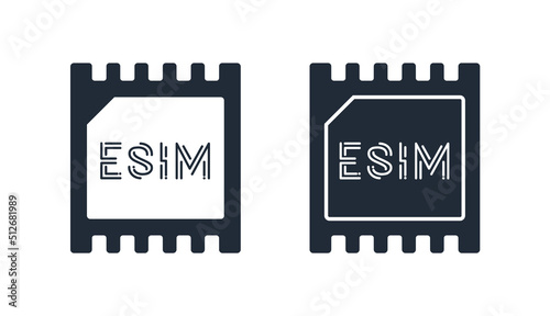 Esim chip card concept icon. Embedded sim card cellular mobile technology smart concept