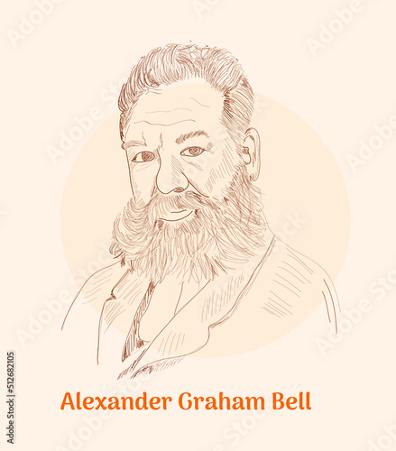 Obraz na płótnie 'Alexander Graham Bell' cartoon vector illustration portrait