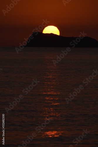 Beautiful sunset from Arillas beach in Corfu Greece