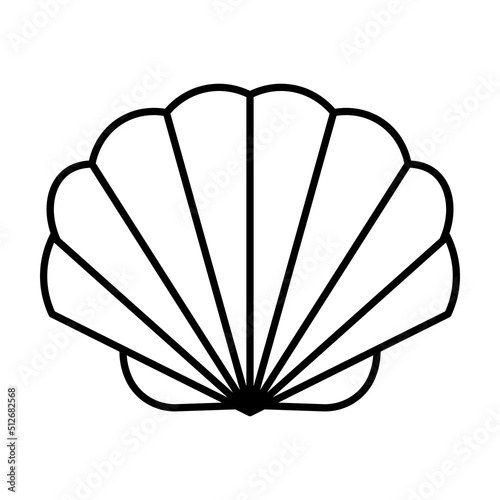 Shell vector icon logo illustration. Scallop shellfish pearl logo line icon sea shape symbol
