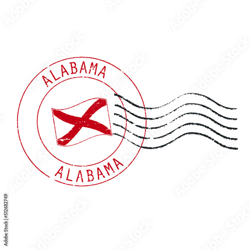 Red and black postal grunge stamp ''Alabama''.