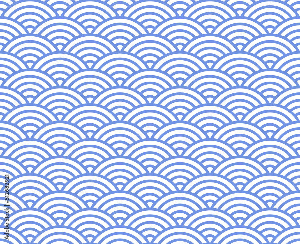 Japanese waves seamless pattern. Seigaiha. Blue ornament on a white background. Vector illustration. Japanese waves seamless pattern. Seigaiha. Blue ornament on a white background. Vector illustration.